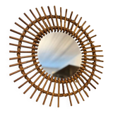 Round rattan mirror