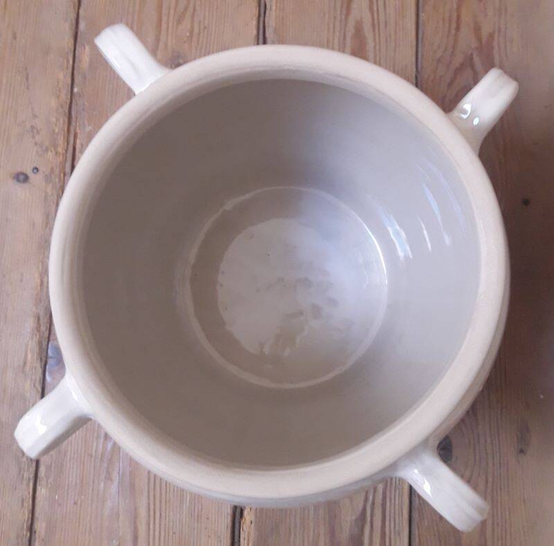Grease pot salting pot H47cm in enamelled stoneware
