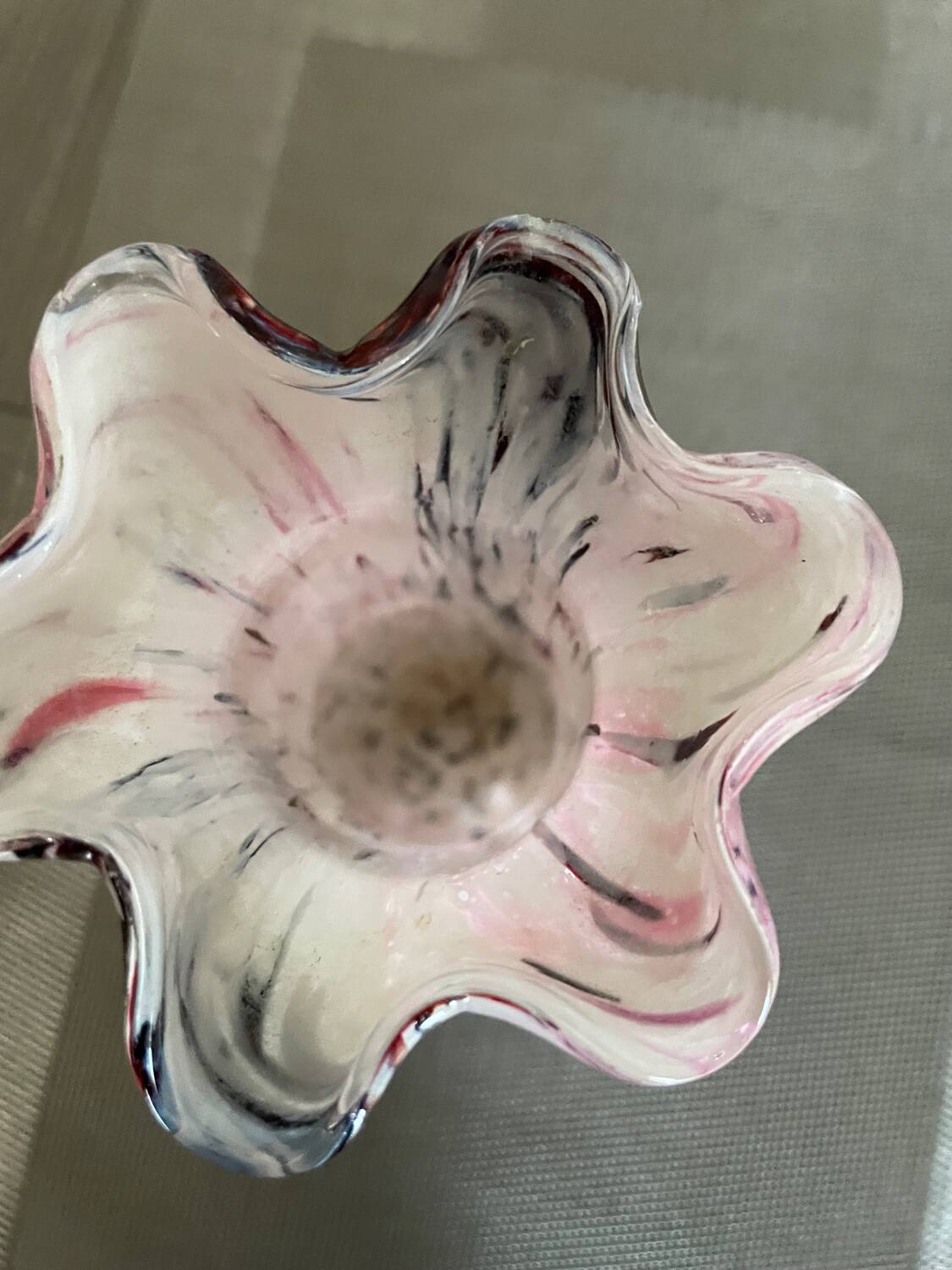 Pink and black blown glass vase