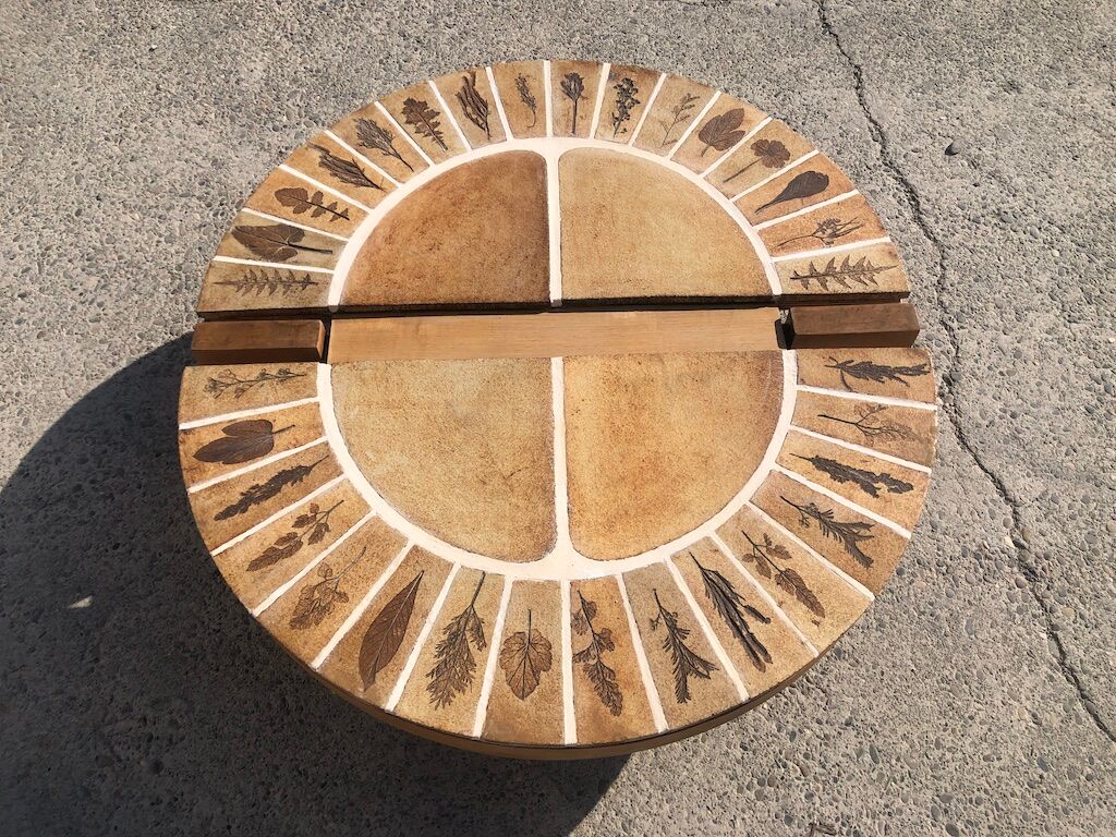 Coffee table Roger Capron ceramic top model Vintage coffee bean 1960