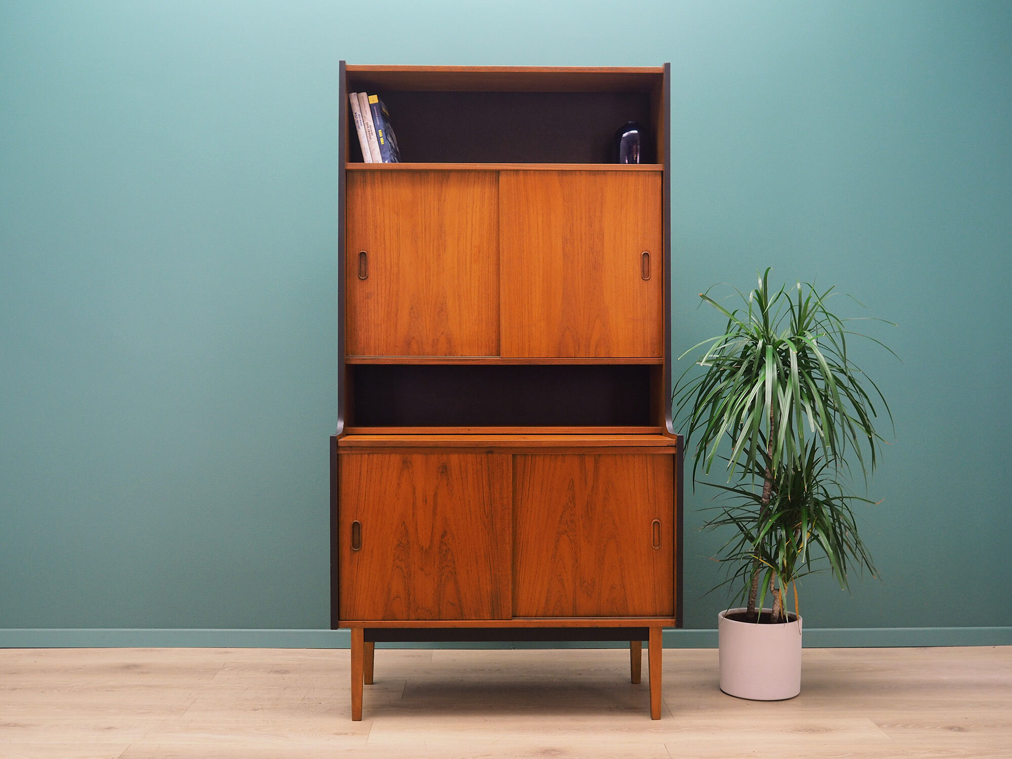 Bookcase teak with bar, Danish design, 70's