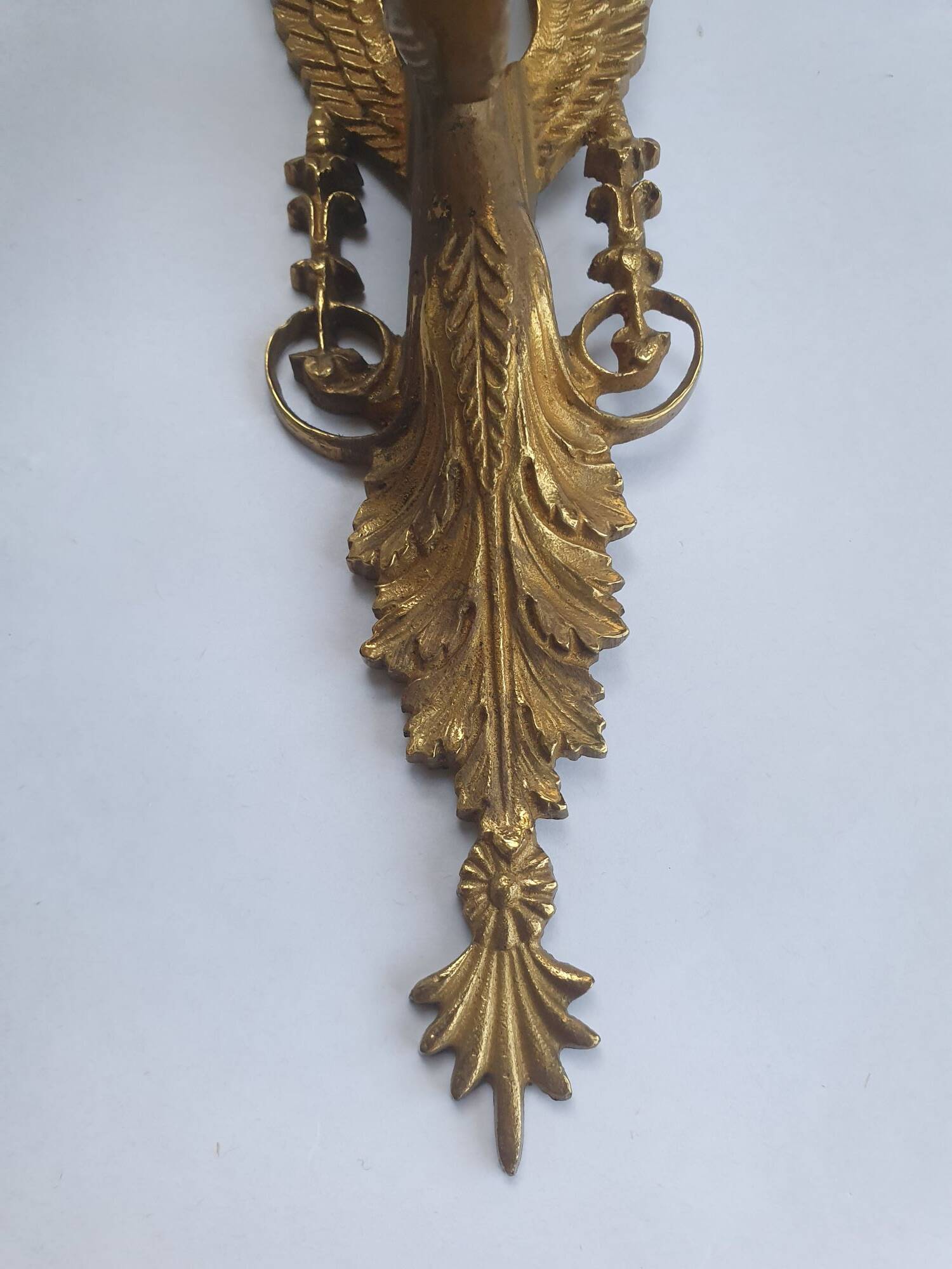 Pair of wall sconces candle holders in Empire style in bronze