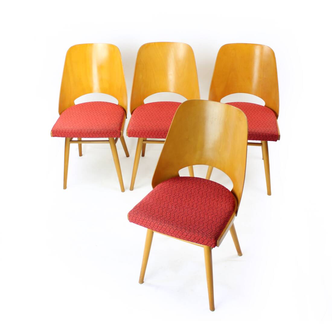 Ensemble de quatre chaises modernes en hêtre du milieu du siècle par Oswald Haerdtl pour Thonet, 1960
