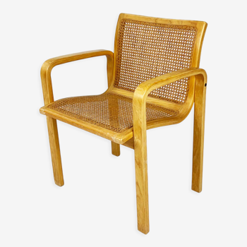 Fauteuil en bois de hêtre et sangle par Olivo Pietro, Italie, années 1970