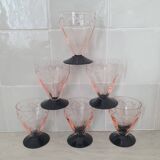 Pink and black etched Art Deco glass