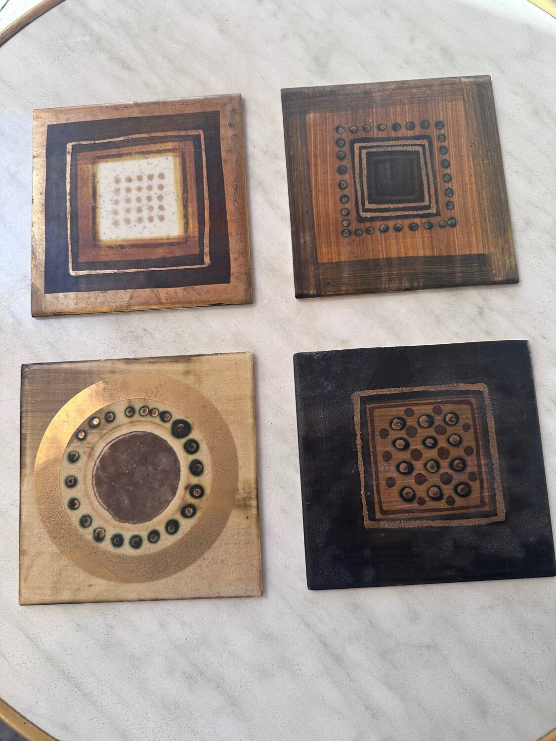 Set of 4 ceramic tiles by Georges Pelletier circa 1960