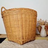 Storage basket for a plant pot in vintage rattan