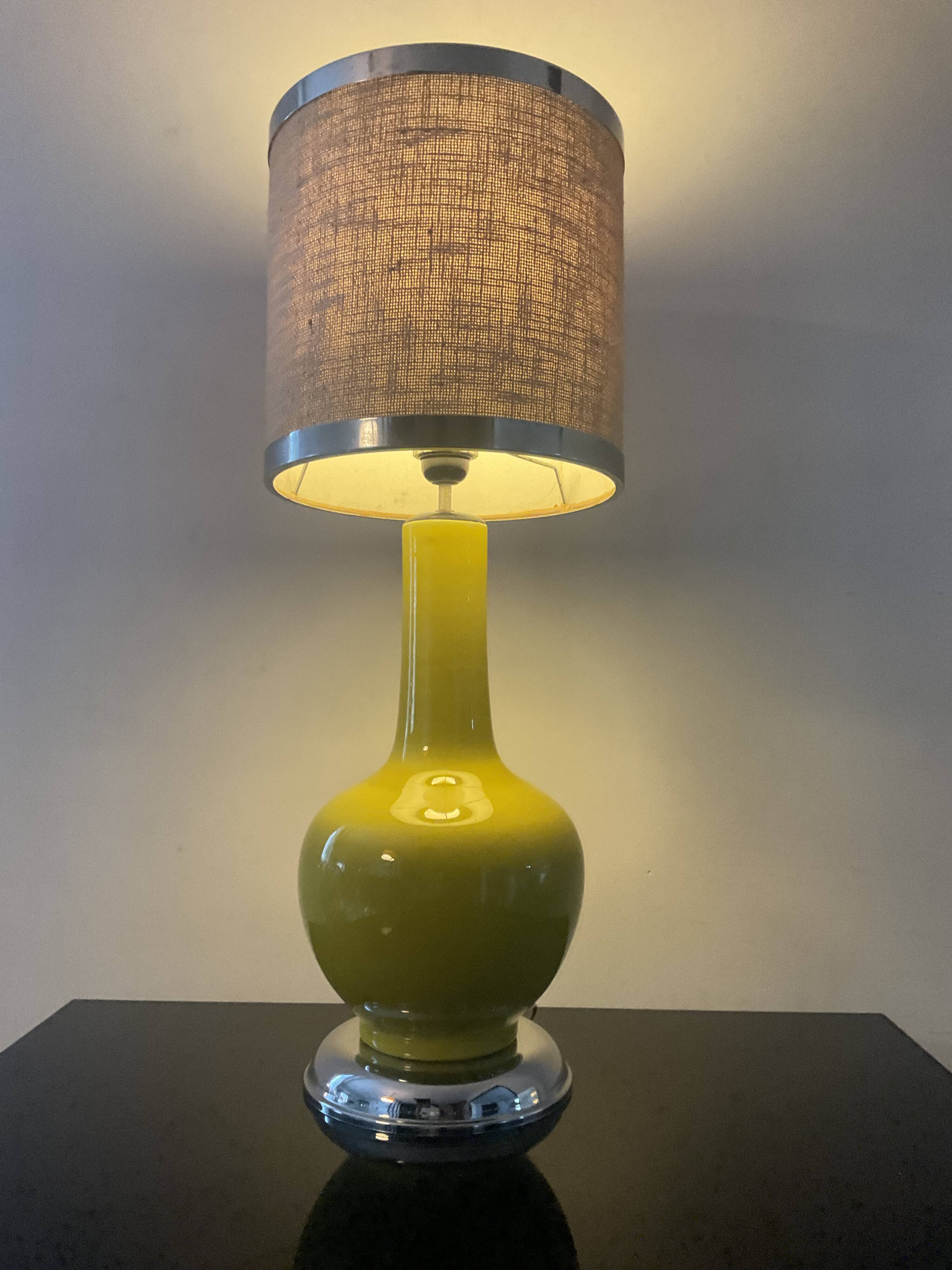 Vintage ceramic and chrome metal lamp from the 60s and 70s