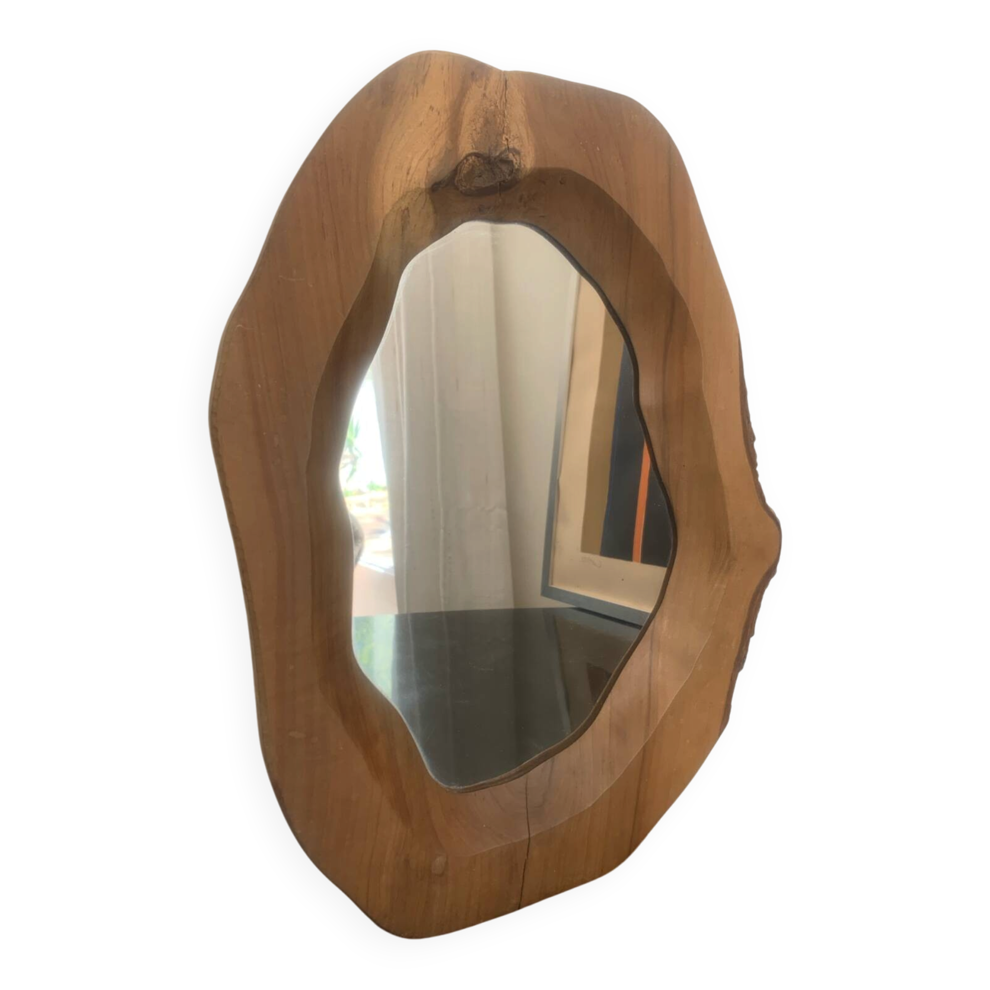 Miroir bois 1960 forme libre