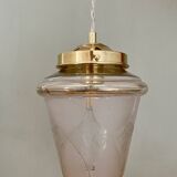 Vintage globe pendant light in white and gold frosted glass