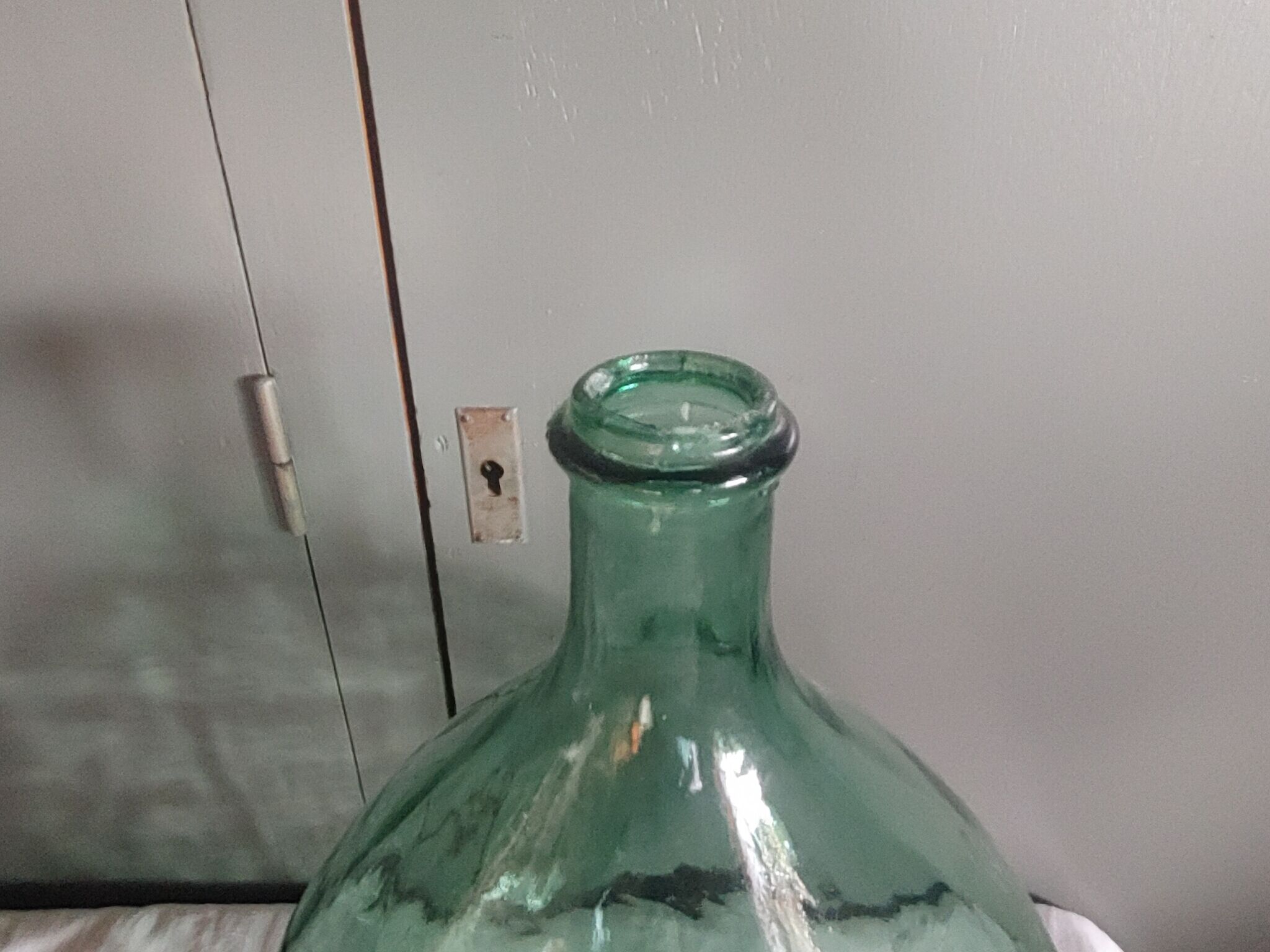 Dame jeanne ancienne verre bullé - 10 litres - hauteur 36,5 cm