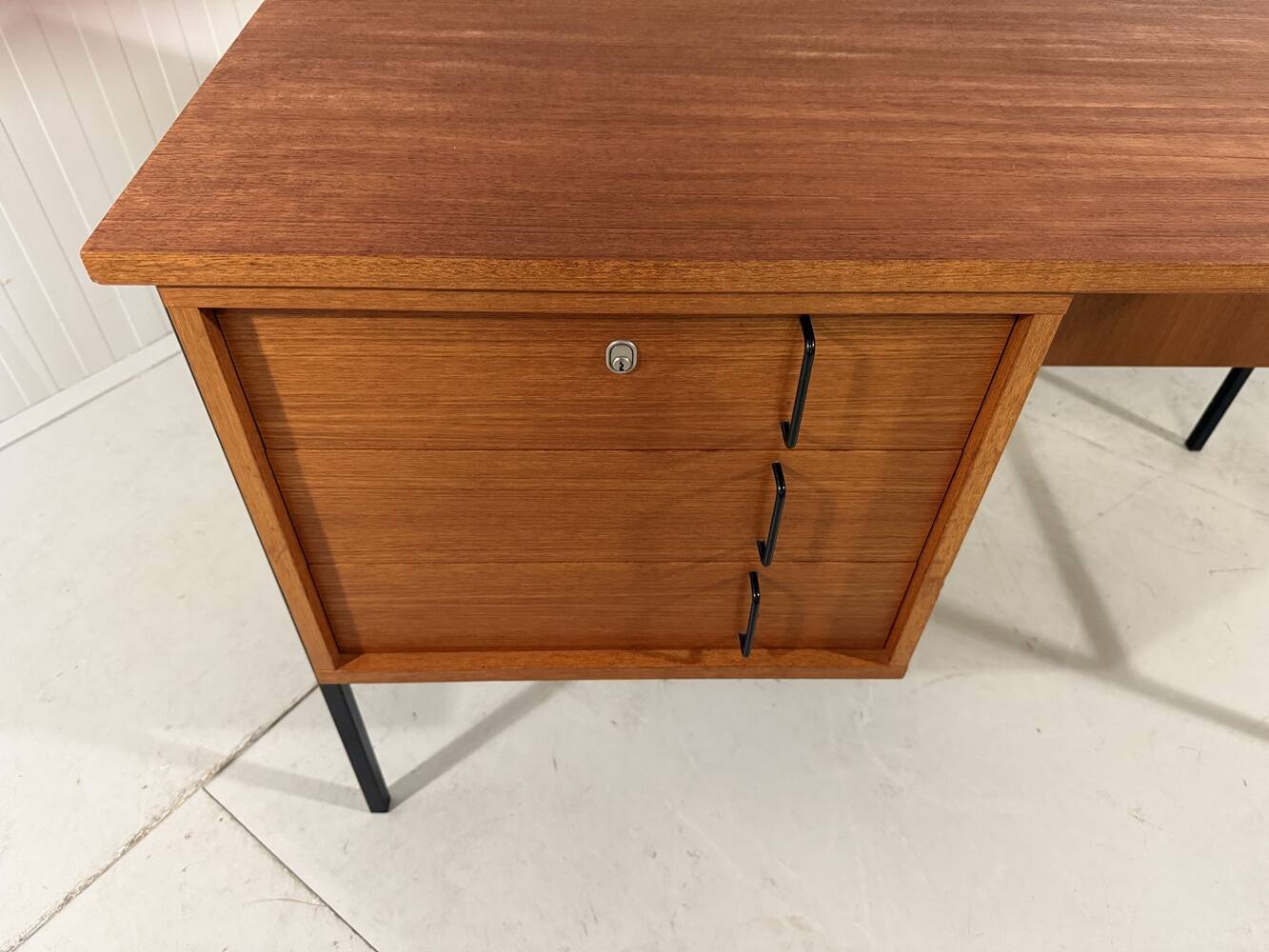 Günter Renkel teak and black steel free standing desk 1960’s
