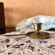 Hand candle holder medieval style solid brass twentieth century