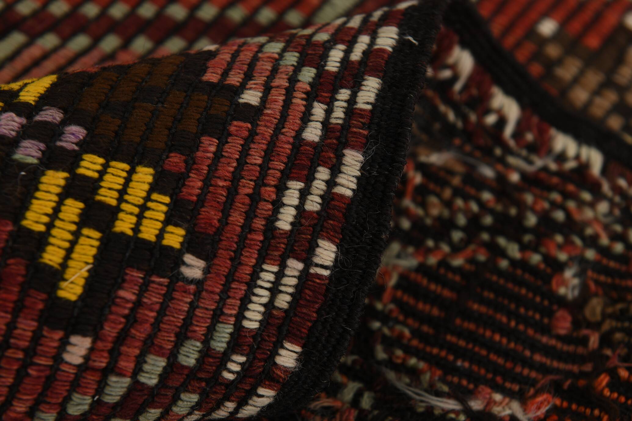 Burgundy Red Star Pattern Vintage Kilim Rug, 194x314Cm