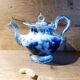 Antique blue teapot model Bryonia late 19th century Sarreguemines