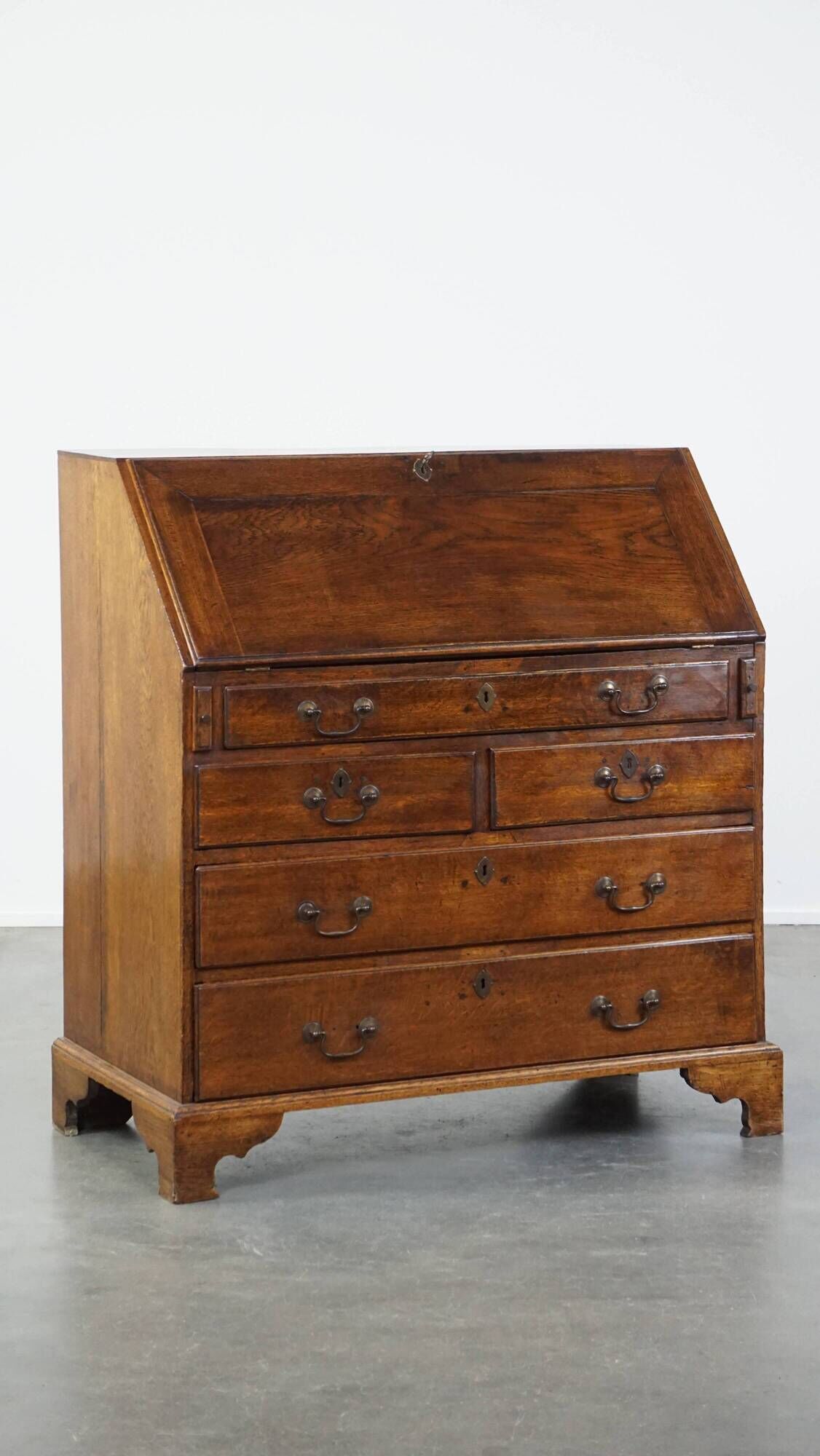 Large antique English oak secretaire from the 18th century