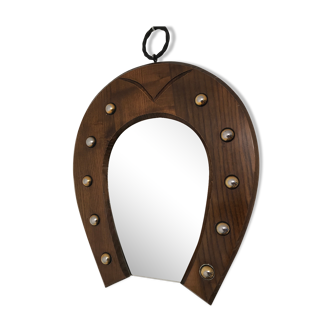 Miroir vintage en bois fer à cheval