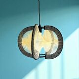 Black painted rustic wooden hanging lamp