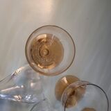 Set of 6 faceted amber stemmed glasses – French glassware from the 60s/70s