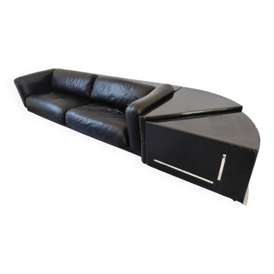 Cini Boeri - Canapé Gradual Lounge Cuir Noir Knoll/Gavina