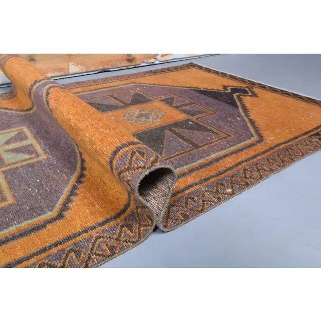 Tapis de couloir en laine turc oushak vintage fait main 111x385