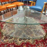 Table basse double plateau en verre et pieds en métal