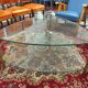 Double glass top coffee table with metal legs