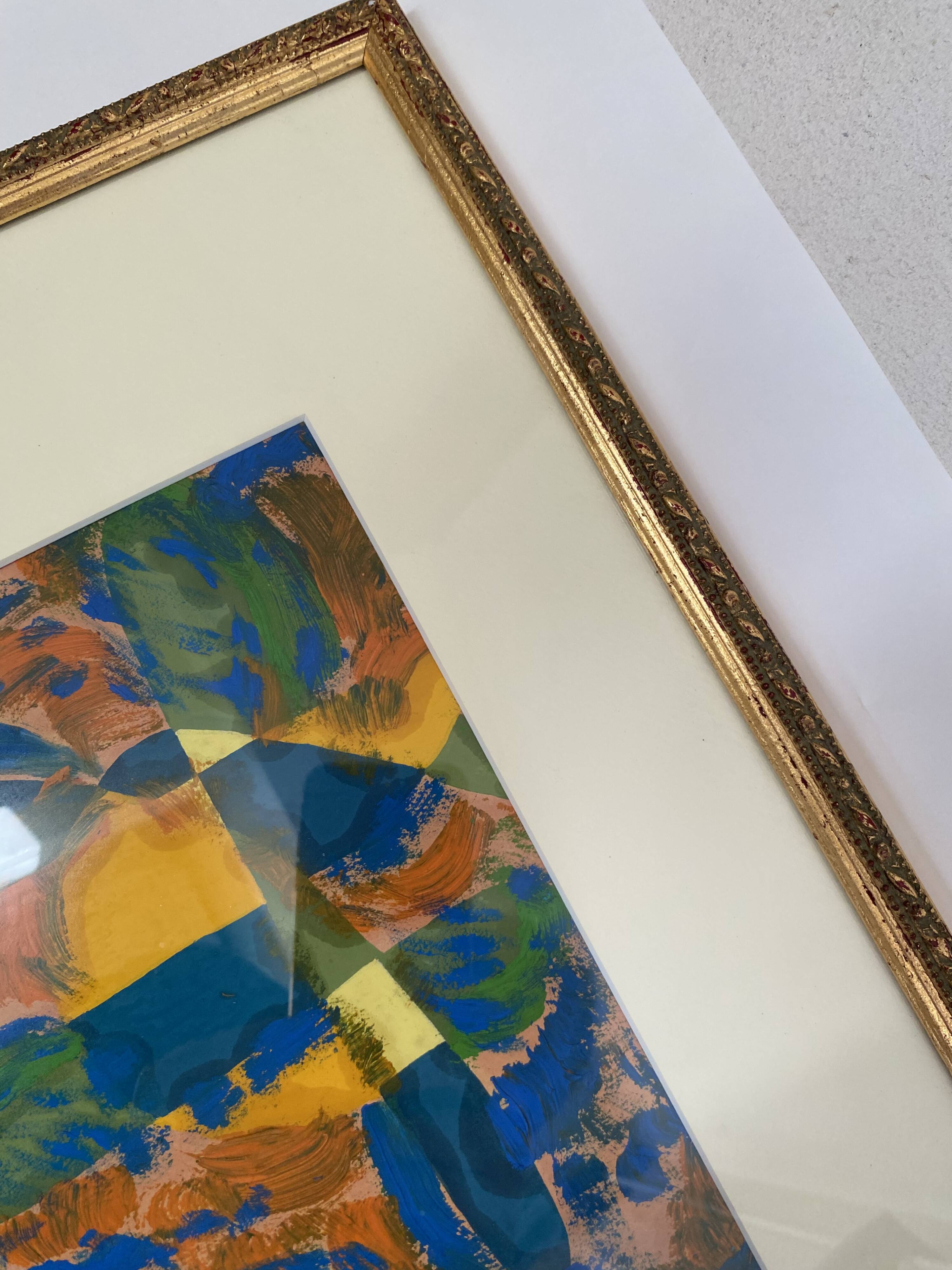 Oil on paper, wooden frame, glass