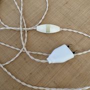 Lampe fer forgé, câble tissu 2M, abat-jour coton