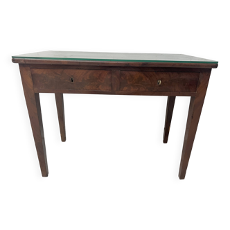 Louis XVI style desk in mahogany and veneer, 19th century.