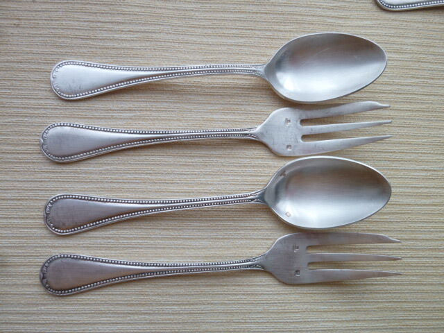 Dessert or dessert cutlery, 6 forks and 6 silver metal spoons Guildard