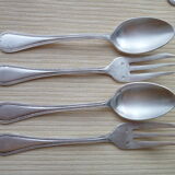 Dessert or dessert cutlery, 6 forks and 6 silver metal spoons Guildard
