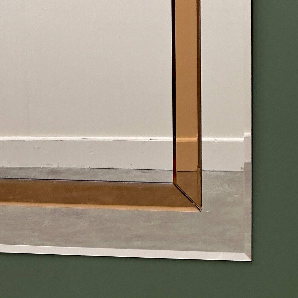 Large German beveled mirror with bronze-tinted border by Schöninger, 1980s