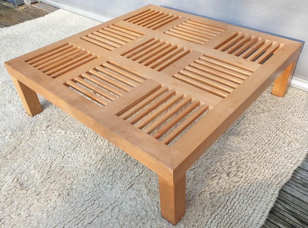 Coffee table 9 openwork checkerboards in solid beech