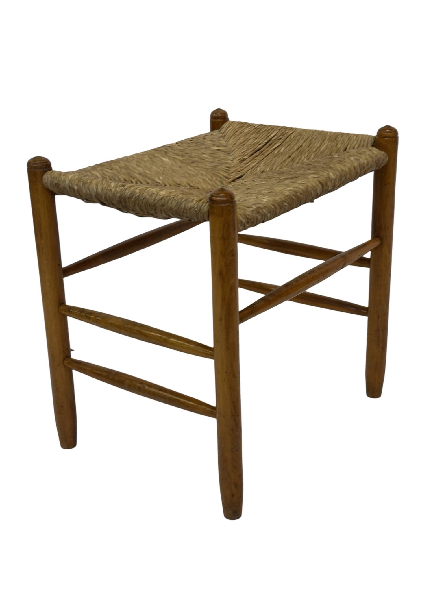 Tabouret vintage en corde de papier danois tabouret ottoman du milieu du siècle