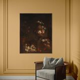 Peinture italienne antique nature morte aux fleurs du XVIIIe siècle