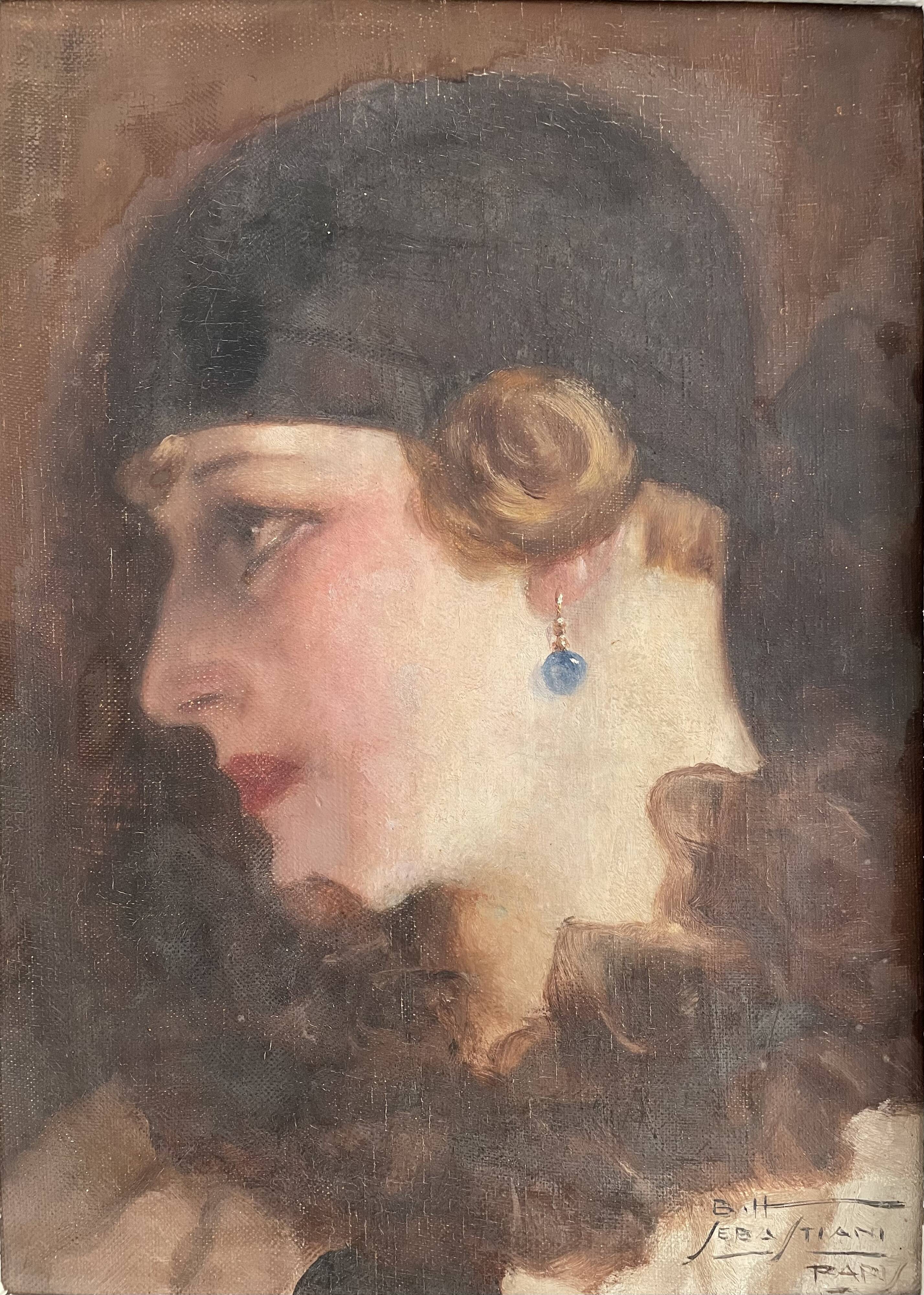 Antique Art Deco painting, circa 1930