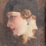 Antique Art Deco painting, circa 1930