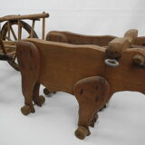 Jouet ancien dejou attelage old french wooden toy 50s