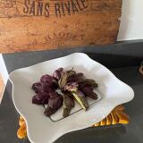 Square asparagus dish in white porcelain