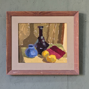 Mid-Century Modern Swedish "Lemons & Pots" Vintage Still Life Oil Painting, 1949