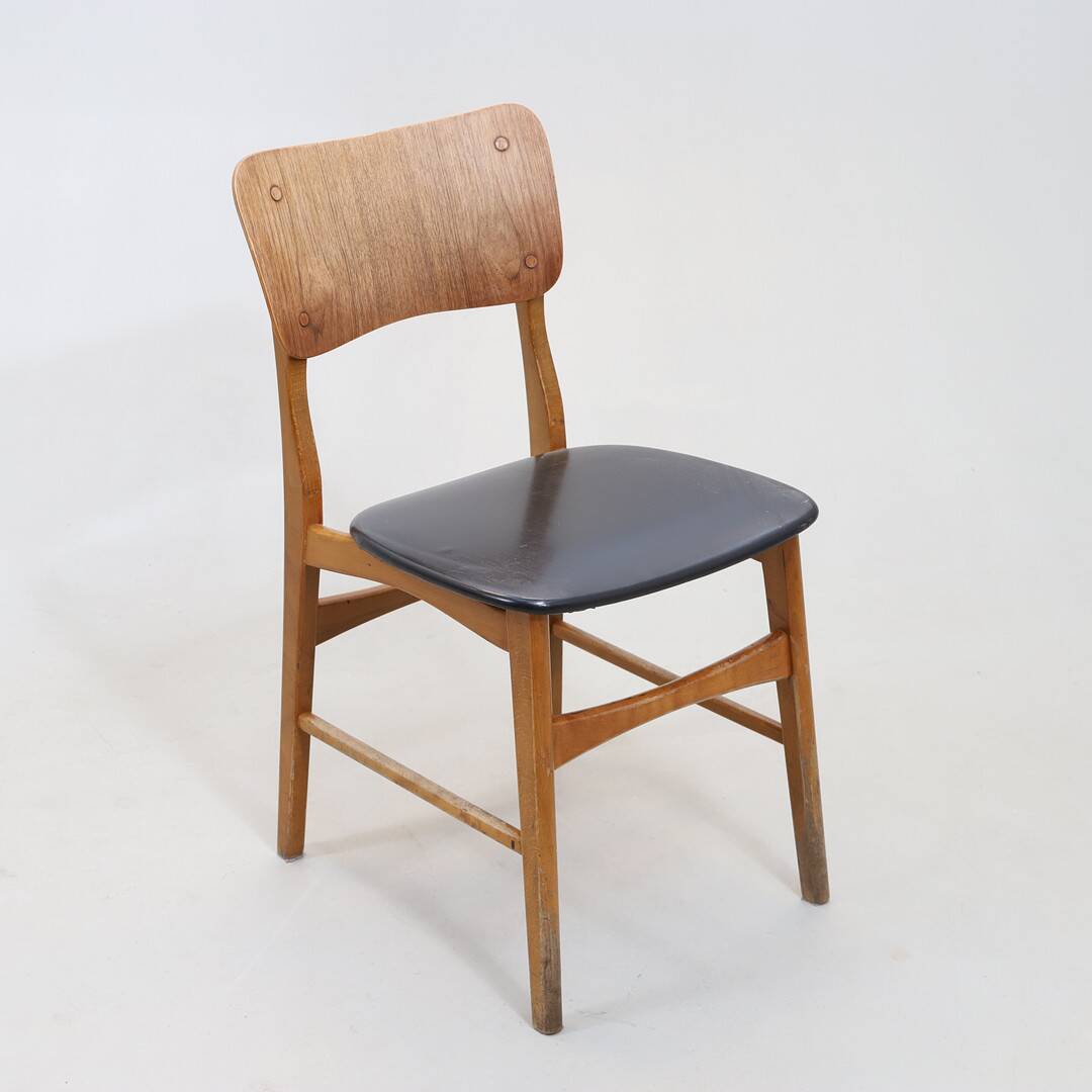 Kofod Larsen black faux leather chair for Boltinge Stolefabrik 1960 Denmark