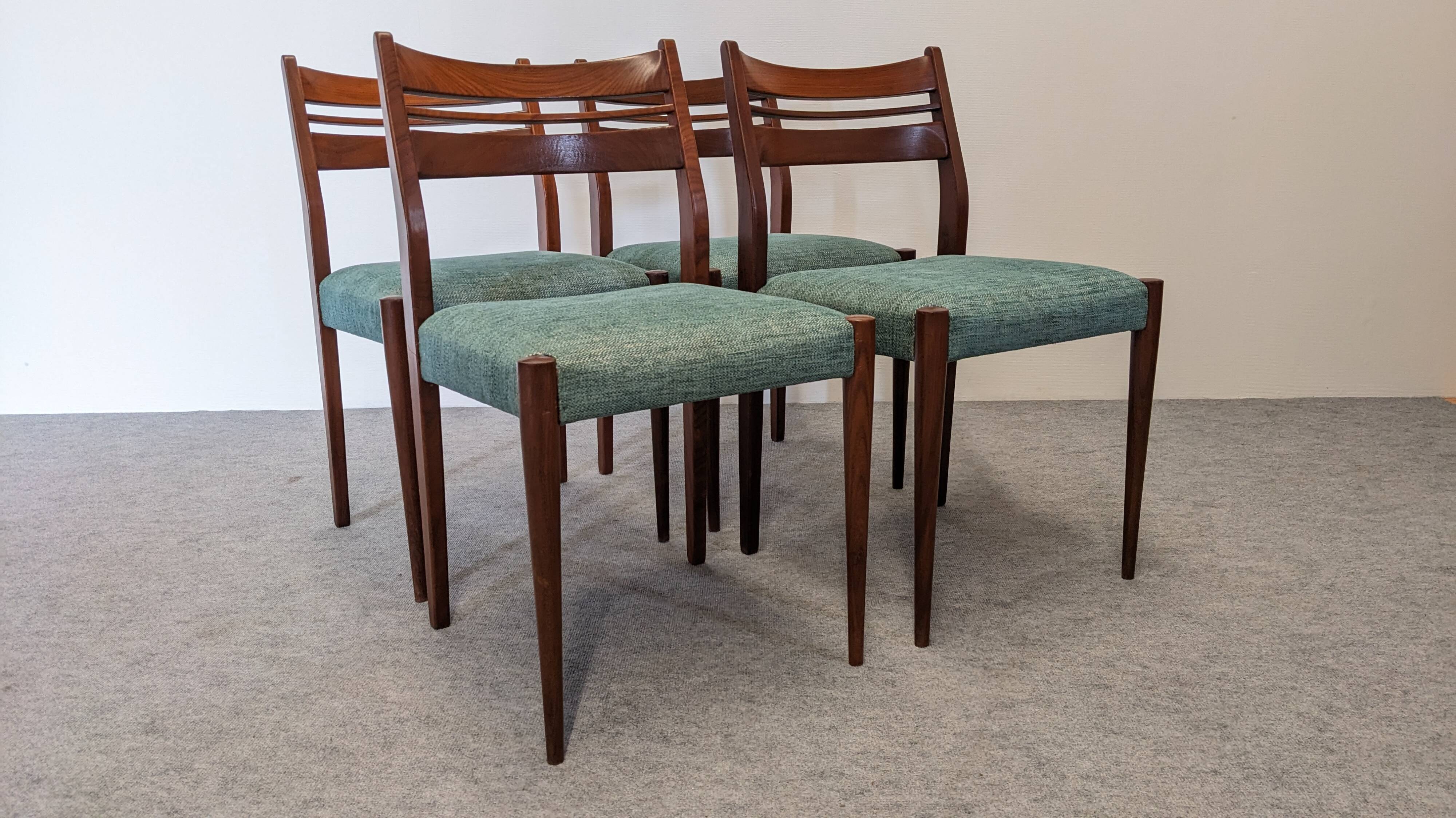 Set of 4 Scandinavian teak chairs, Denmark circa 1960.