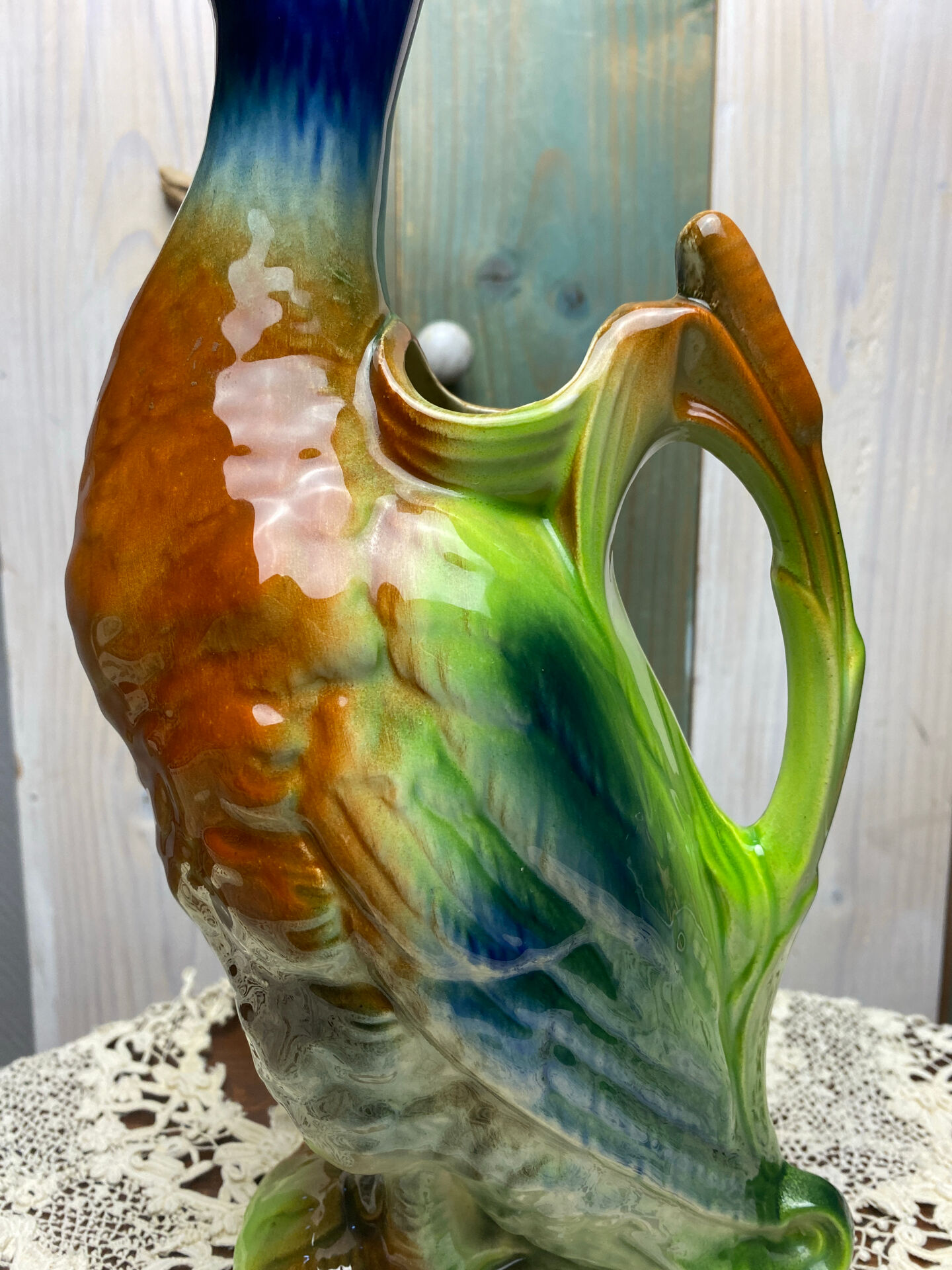 Saint Clément barbotine green duck jug