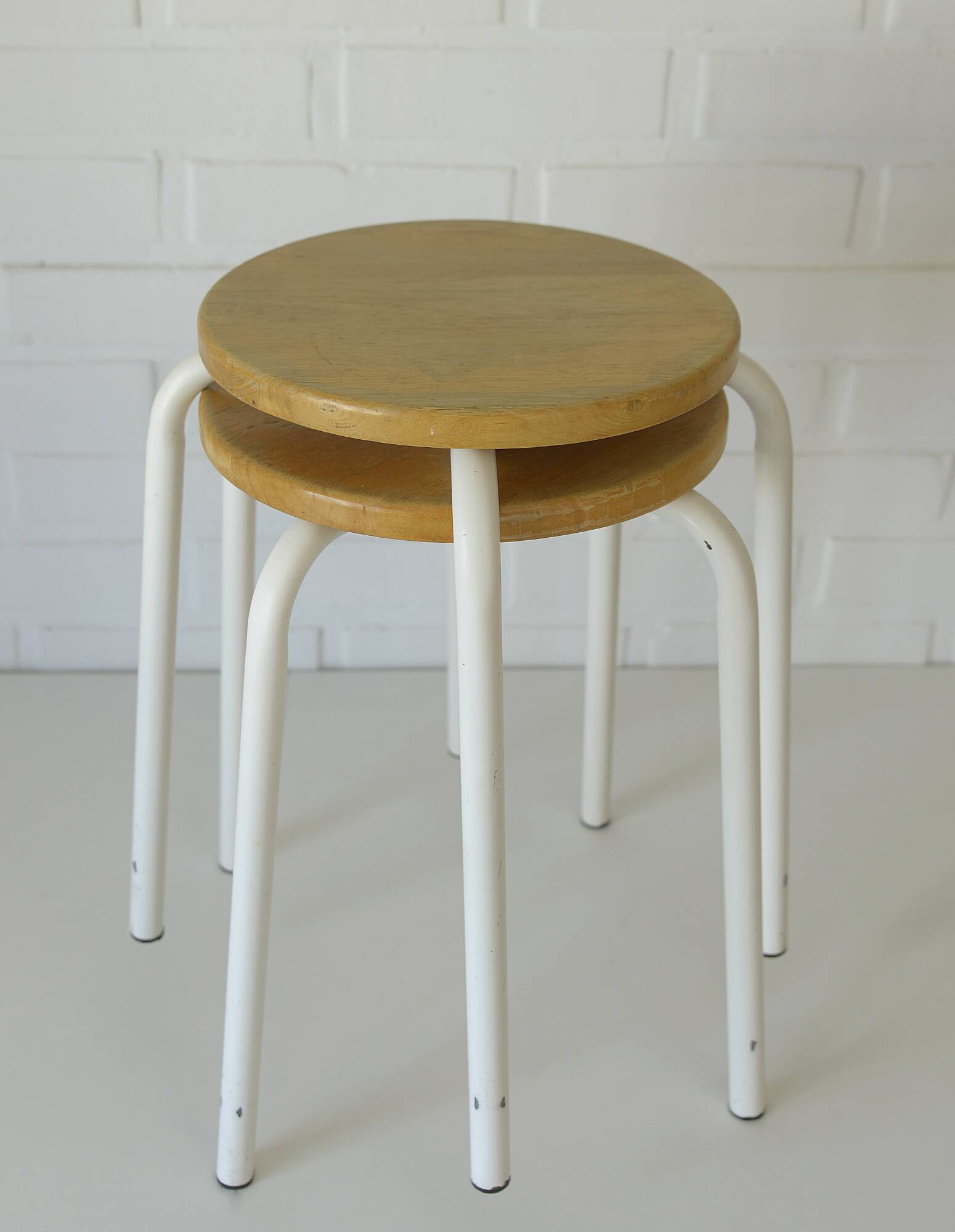 Pair of Vintage Stackable Stools Mid Century Modern Space Age Plant Stand