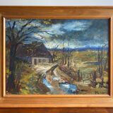 Painting, landscape by Guyard, circa 1960