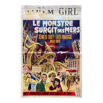 Affiche cinéma originale "Le Monstre vient de la mer" Film Horreur 35x53cm 1955