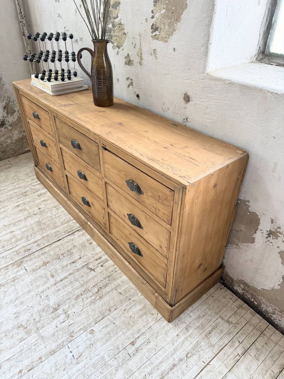 Pine craft cabinet with drawers