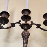 Antique candelabra with 3 arms in patinated bronze