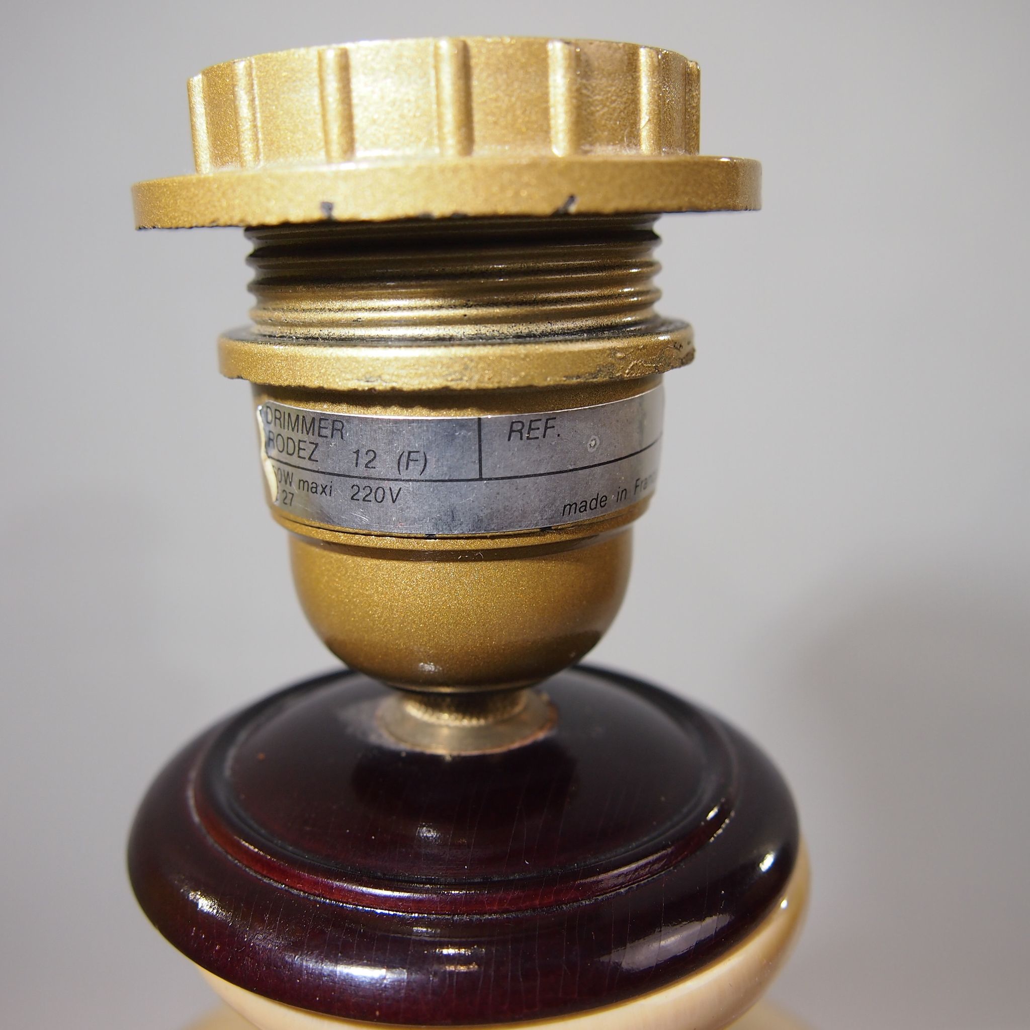 Straw-marquetry table lamp / Louis Drimmer/vintage